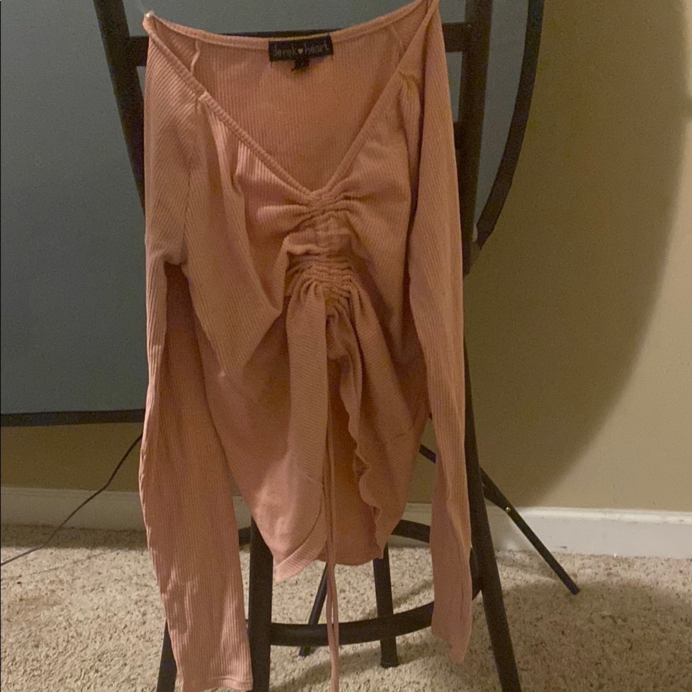 Derek Heart Pink Ruched Front Blouse